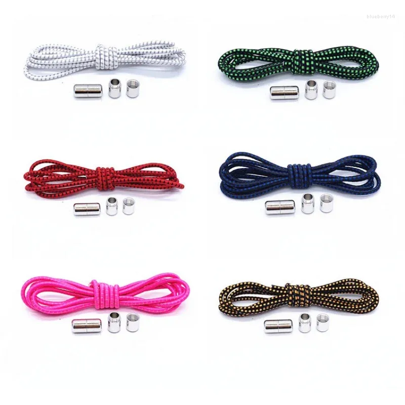 Ayakkabı Parçaları 1 Pair Tie Shoelaces Yarı Direktif Elastik Danteller Çocuklar İçin Yetişkin Spor Ayakkabıları Hızlı Tembel Metal Kilit Dizeleri