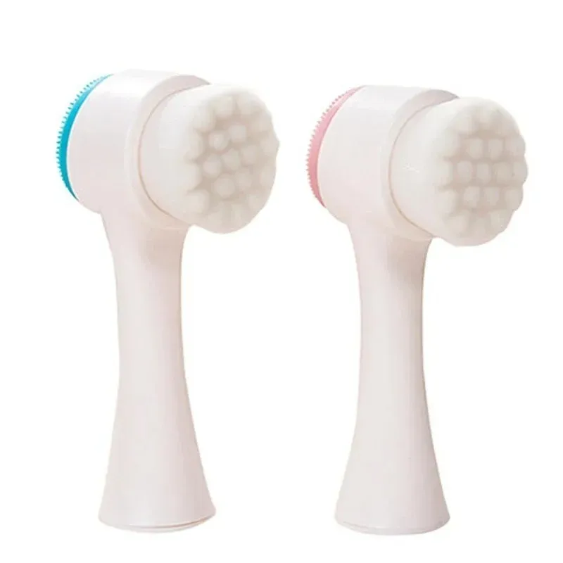 Double-Sided Silica Gel Cleansing Brush Soft Fiber Cleansing Brush Portable Facial Massage Skin Care Tool