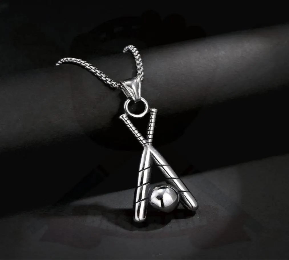 Hanger kettingen European American Men Baseball ketting prachtige sieraden mode coole jonge studenten trend keten roestvrije stee4160706