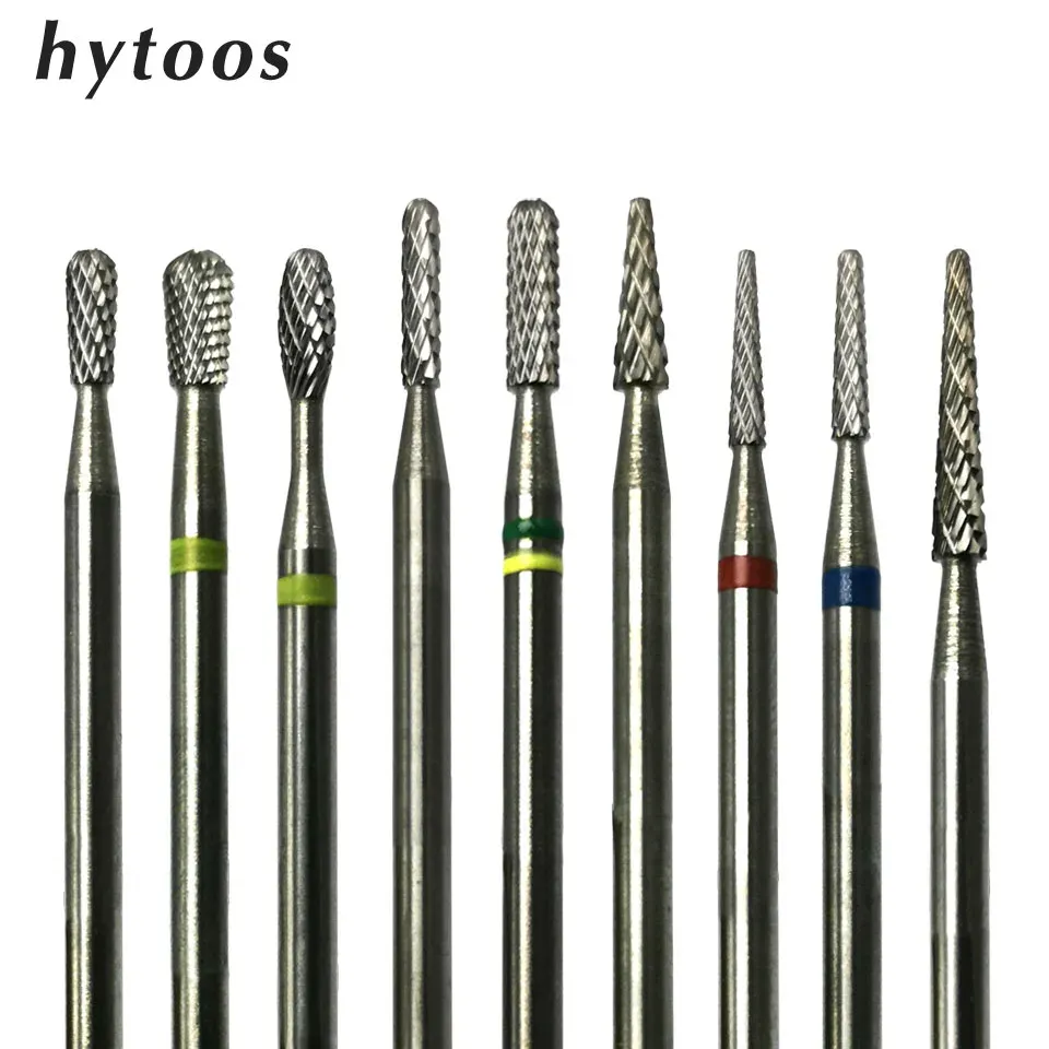 Bits Hytoos Carbide Nail Broad Bit Cutícula de alta calidad Bits de limpieza de 3/32 "Accesorios de clavos de eliminación de gel de manicura rotativa