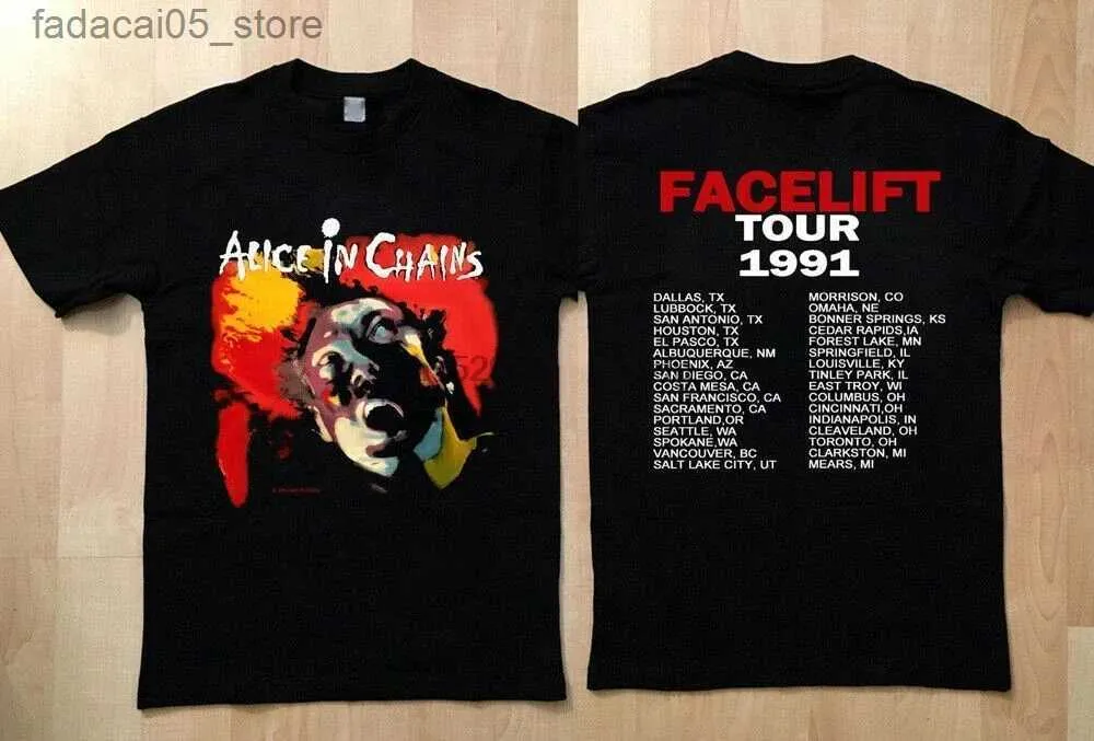 Mäns T-shirts Alice in Chains Facelift 1991 Tour New T-Shirt Retro Full Size Q240426