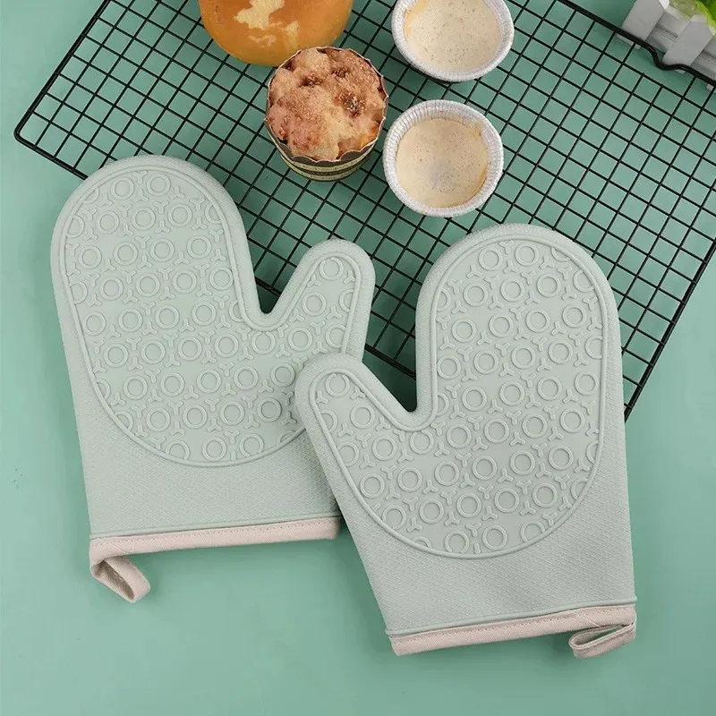 1 Hand Bake Silicone Gloves Microwave Oven Baking Gloves Kitchen Anti-scald Anti-slip Silicone BBQ Oven Pot Holder Cooking Glove