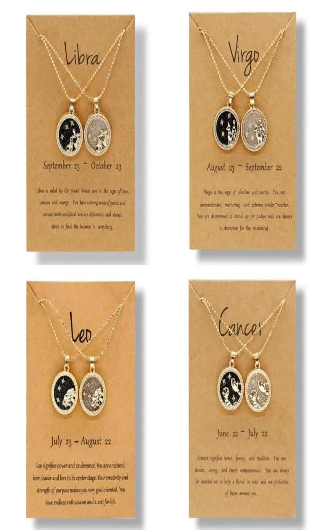 Colares pendentes 12 colar de constelação para homens homens star zodiac signo leo libra aries desejar cartão de moda jóias de jóias 7588982