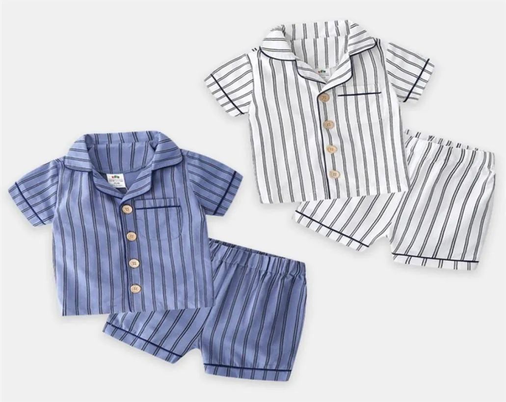 Verão 2 3 4 6 8 10 anos de manga curta Sleevewear camisa de camisa 2 peças TRUSTHSIGH para crianças Pijama listrado de meninos listrado 2104149628295