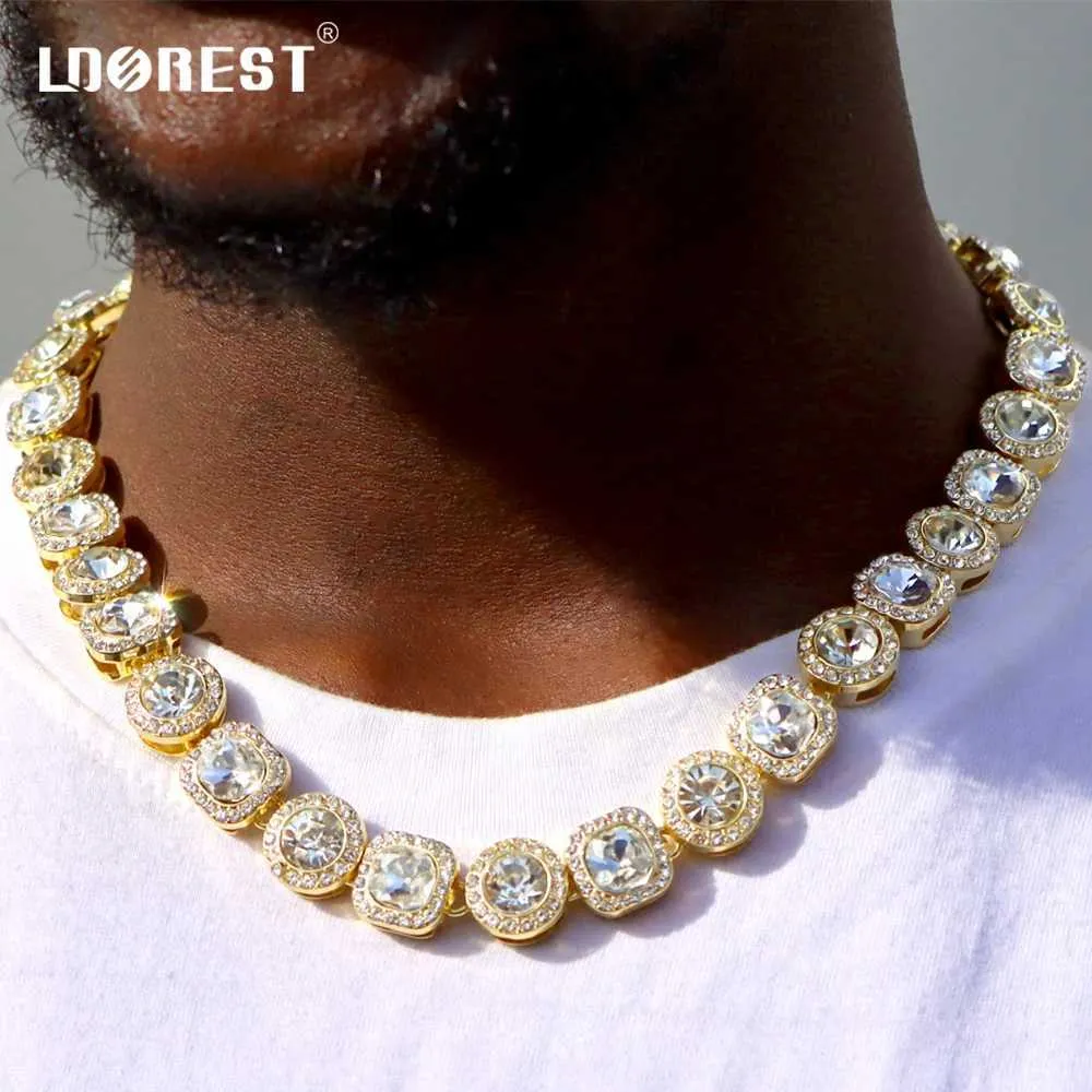 Strands New Rhinestone Paved Tennis Chain Ice 13MM Cluster Cuban Chain Hip Hop Rap Singer Necklace Womens Fashion Jewelry 240424