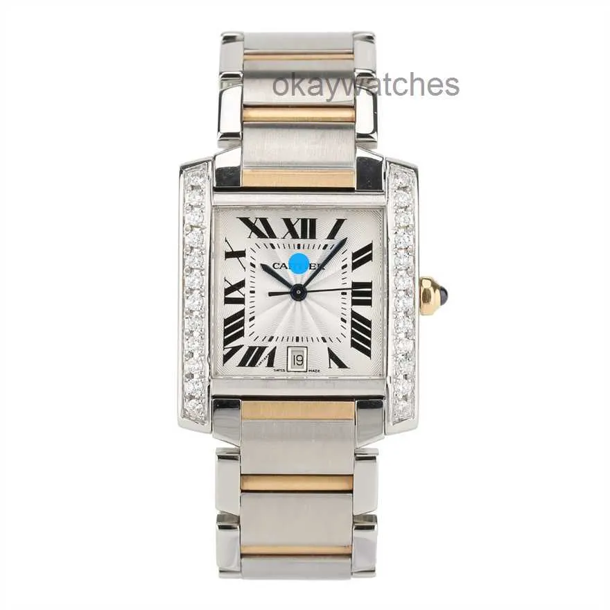 Ringer som arbetar automatiska klockor Carter Tank Tank Square Diamond Set Mechanical Watch for Women W51005Q4