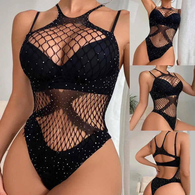 Kvinnors badkläder Kvinnor Sexiga underkläder Bright Diamond Black Mesh Fashion Large Bikini