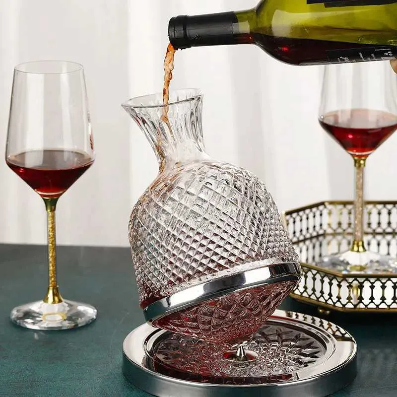 Herramientas de barra de vidrio giratorio Distiller de vino tinto de lujo herramienta de barra de lujo Diseño de tambor whisky biberadora evaporador de vino de vino 1500ml 240426