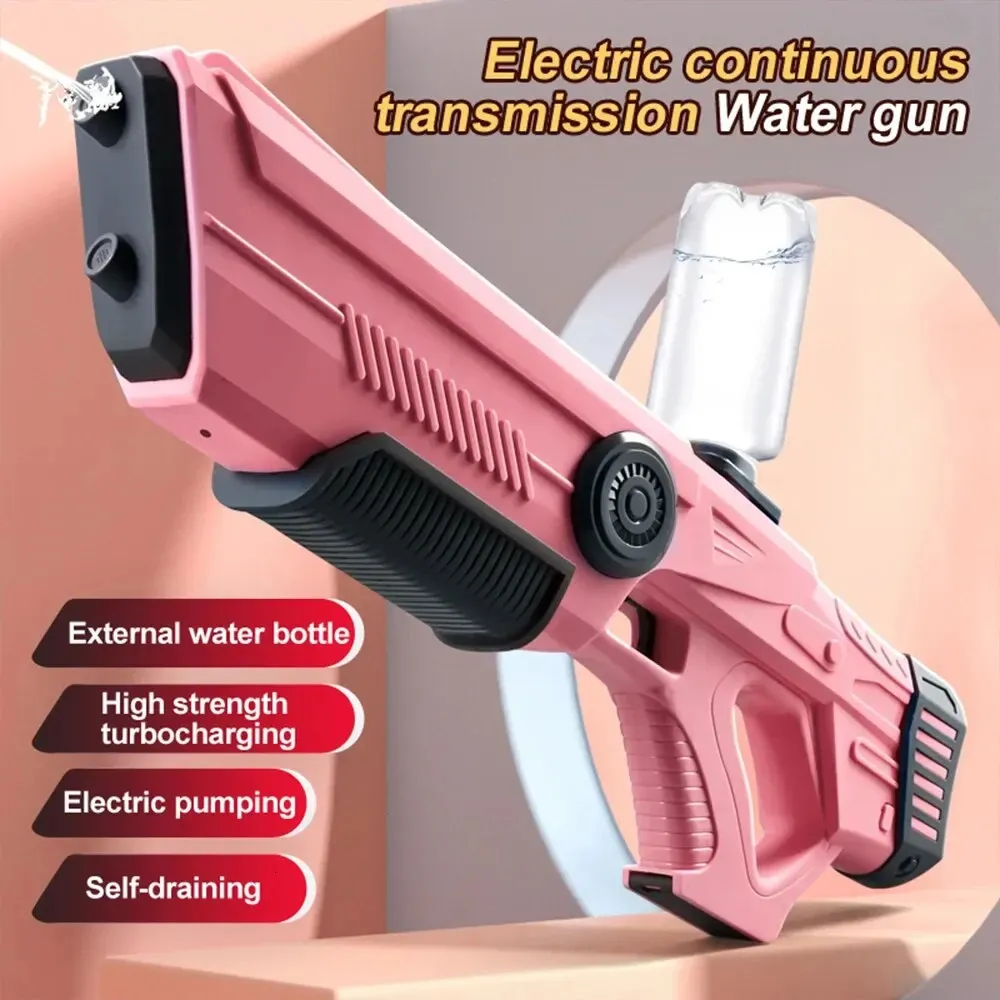 Y1 10m Rango de pistola de agua eléctrica para niños y adultos apoya la absorción de agua automática y la botella de agua externa Toy de verano 240422