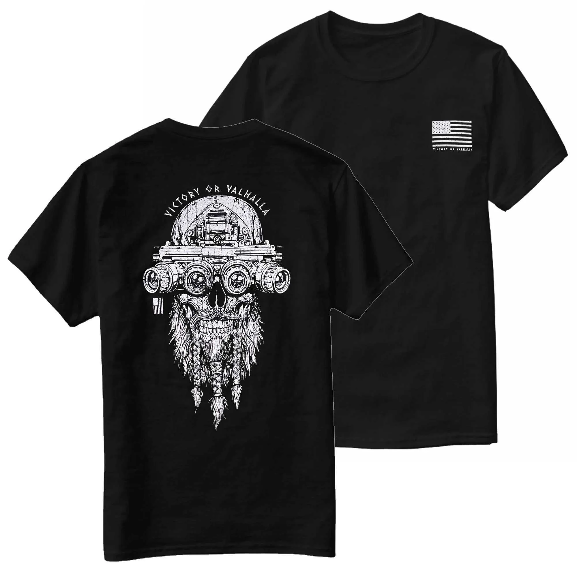 Taktik T-Shirts Zafer veya Valhalla Savaşçı Ruh Taktikleri Kafatası Glen T-Shirt% 100 Pamuk O yaka Kısa Kol Günlük Erkek T-Shirt 240426