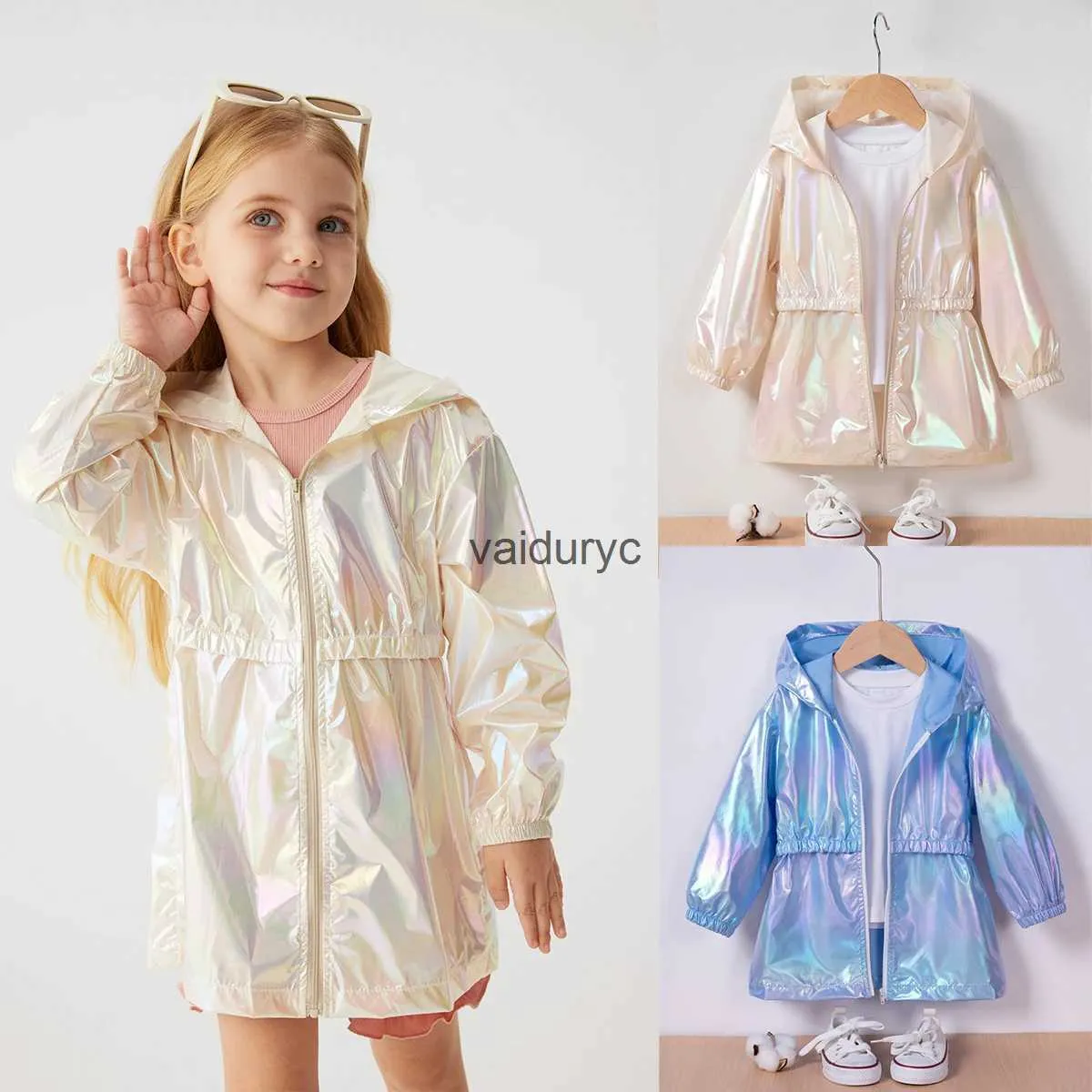 Jackets Spring / Autumn Girls Fashion Symphony Going Out Thin Hooded Jacket 0-6Y Summer Thin Sun Protection Jacket H240509