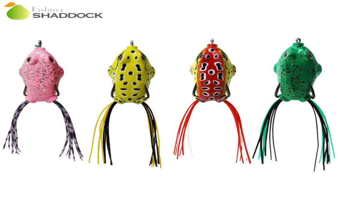 4pcs Rubber Soft Frog Fishing Lures Mixed Color Double Hooks Skirts Topwater Floating Snakehead Bass Fishing Artificial Bait7821384