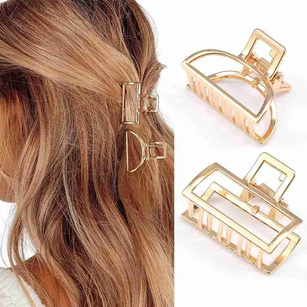 Hair Clips Barrettes 2pcs Hair Claw Gold Hair Clips Mini Non Slip Claw Clips Hair Accessories Daily Party Gift for Women and Girls 240426