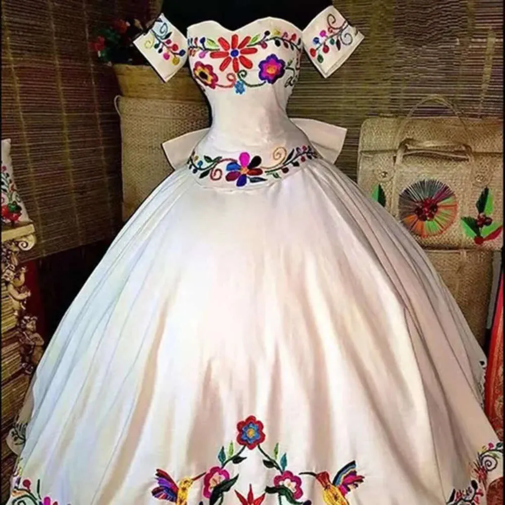 princess polly baby blue dress Traditional Black Mexican Quinceanera Dress Colorful Floral Embroidery  Detachable Cap Sleeves Removable Bow