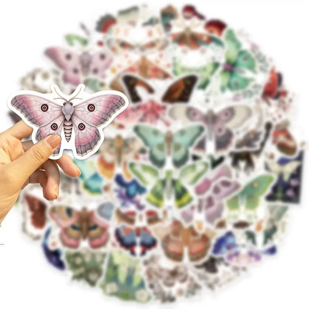 Tattoo -overdracht 10/30/50 stcs Vintage Moth cartoonstickers Leuke dierenstickers DIY Telefoon Laptop Bagage Skateboard Auto -decoratie Sticker Toy 240426