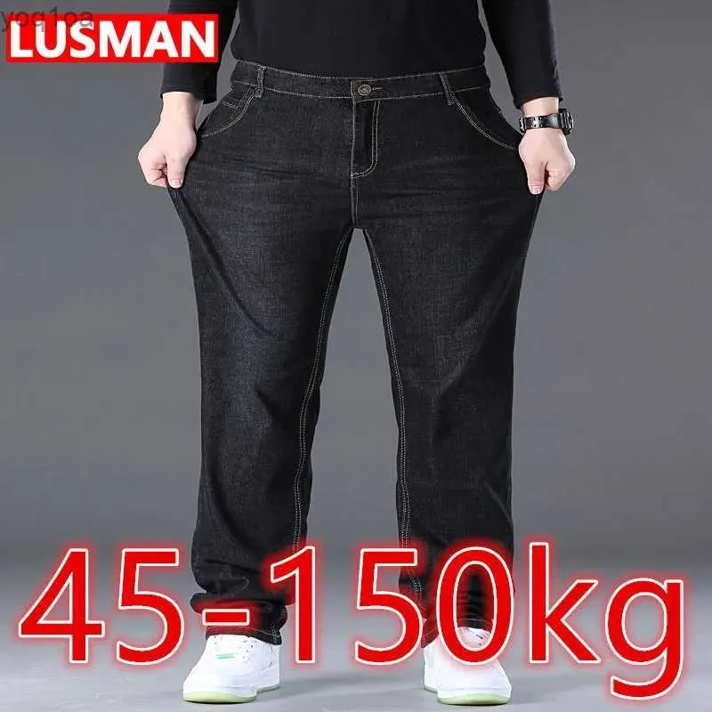 Jeans masculin en jean pour hommes grandes taille 50 pantalon de grande taille en denim élevé adapté à 45 à 150 kg jeans hombre jeans de jambe large pantalon hommel2404