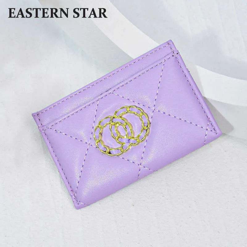 Wallets PU Short Card Bag Womens Small Fragrant Wind Lingge 2023 New Ultra Thin Card Case Business Card Holder Genuine Leather Mini Change Bag Trendy