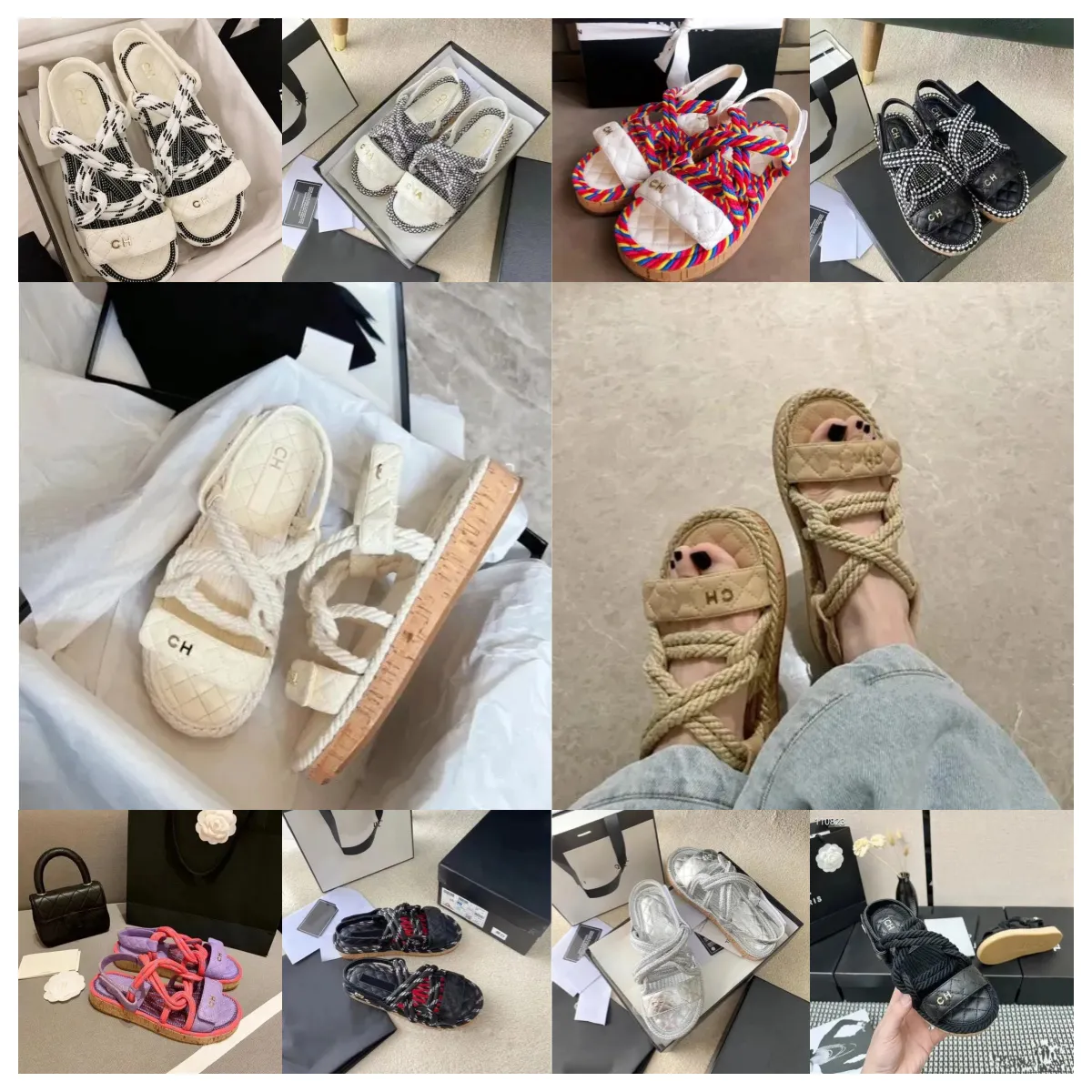 2024 Luxus Sandalen Frauen Schuhe Kanal Chanells Chanelsandals geflochten