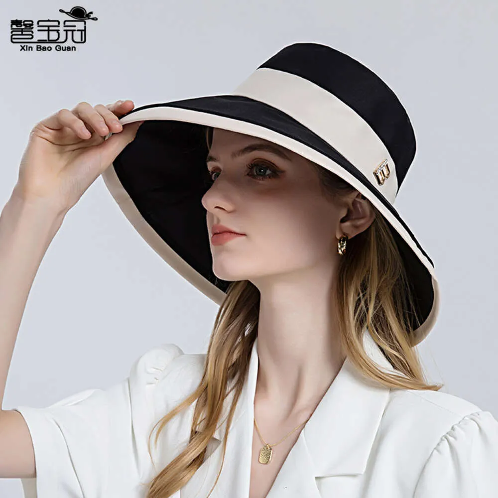 8085 Cappello per pescatori di nuova crema solare per donne cappello da sole primavera ed estate con cappello da sole a bordo per copertura e grondaie pieghevoli