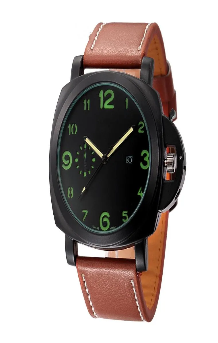 Luxury Mens Watch de alta calidad con correa de cuero barata de cuero Tiempo calendario Reloj Vigilante diseñadores para hombres Luxury Watch6721845