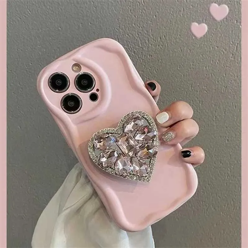 Casos de telefone celular Caixa de telefone dobrável em forma de diamante luxuoso e brilhante adequado para iPhone 15 14 13 12 11 Pro Max 7 8 Plus Silicone Phone Case J240426