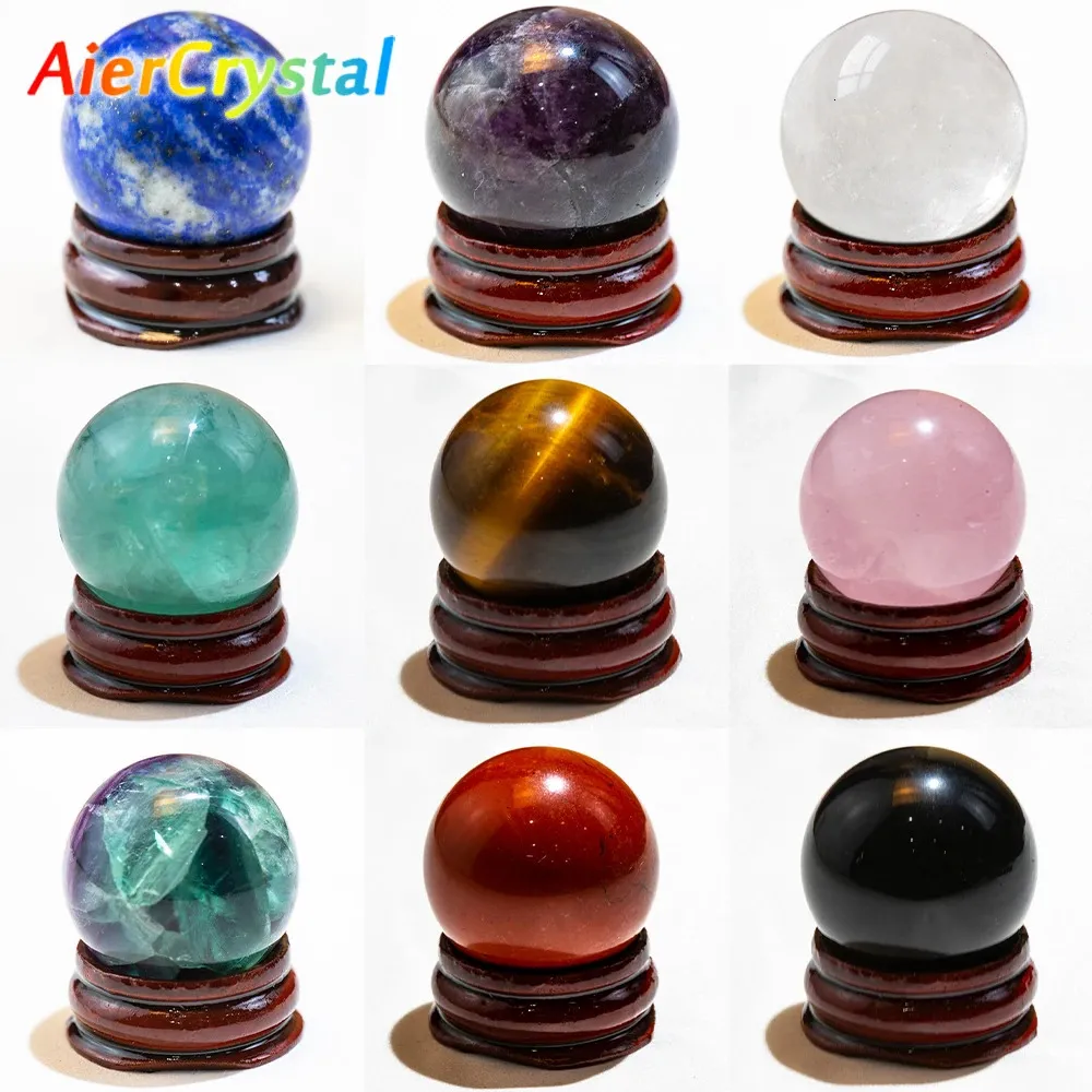 Ball de cristal naturel Quartz Polied Reiki guérison lazuli Amethyst Stone Sphere Desk Decor Home Decorrs 1pc 240418