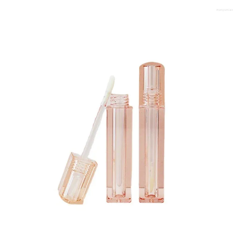 Garrafas de armazenamento Tubo de lipglel vazio transparente rosa quadrado quadrado garrafa de cosméticos recarregável 5ml Lipstick Lipstick Lipstick Glaze