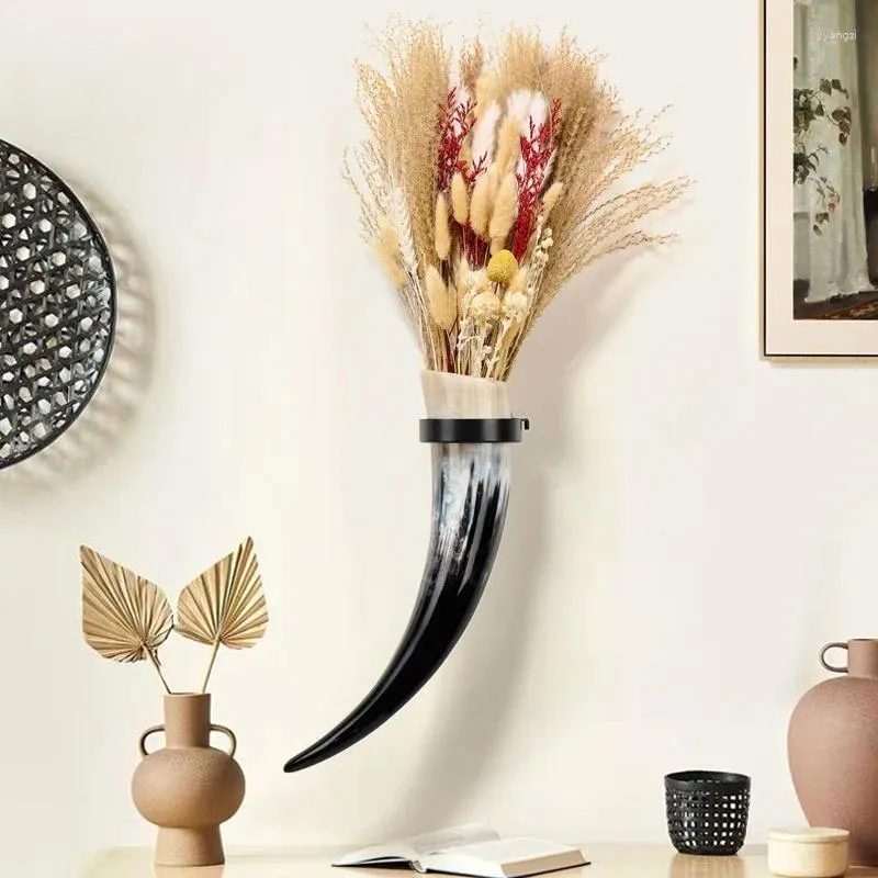 Vasi American Style American Natural Ox Ox Horn Hanging Vase Pendant soggiorno camera da letto Atrio