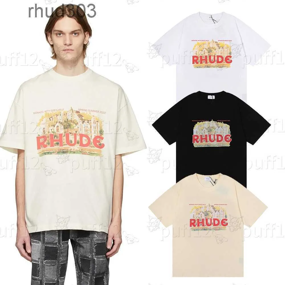 2024 New Summer collection Rhude T-shirt Oversize Heavy fabric Couple dress High quality T-shirt Fashion casual designer men's and women's short sleeve T-shirt AXBJ