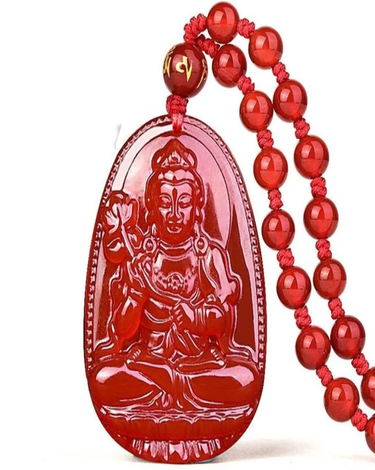 Gioielleria fine c1lint buddha collana a pendente bodhisattva amulet talisman realizzato in gemra di gemella di gemella rosso 186e8419172