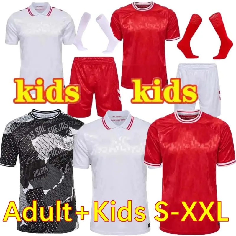 2024 Denmark Soccer Jersey Euro Cup National Team Home red Away white ERIKSEN CHRISTENSEN JENSEN BRAITHWAITE DOLBERG 24 25 Player Version Football Shirt men kid kit