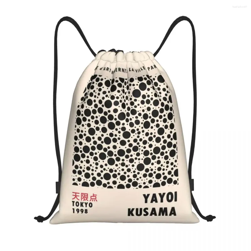 Bolsas de compras Yayoi Kusama Exposición japonesa Men Mujeres Portables Sports Gym Sackpack Entrenamiento mochilas