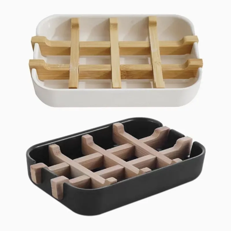 Rack de armazenamento doméstico Rack de armazenamento criativo Criativo banheiro simples e simples 13.2*8,5*2,5 cm Anti -Slip Bamboo Fiber Soop Dish Bandey TH71A