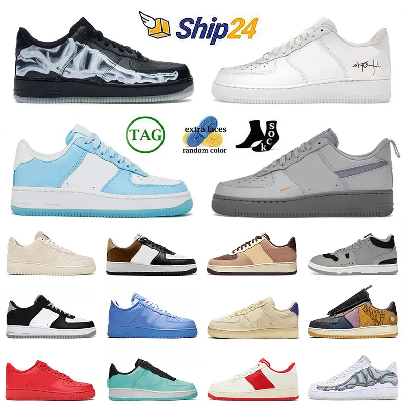 2024 New Arrival Designer Skate Low 1 Running Shoes Wolf Grey Light Blue Skeleton Black Athletic Pink Prime Mens Women 1s One Trainers Sneakers 36-47