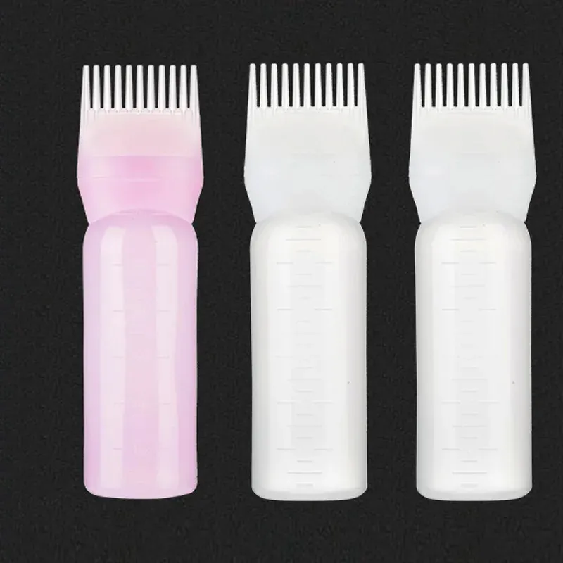 Neu 2024 120 ml mehrfarbige Kunststoffhaarfarbstoff nachfüllbare Flaschenapplikator Kammspensing Salon Haarfarbhaardesse -Styling -Werkzeug für