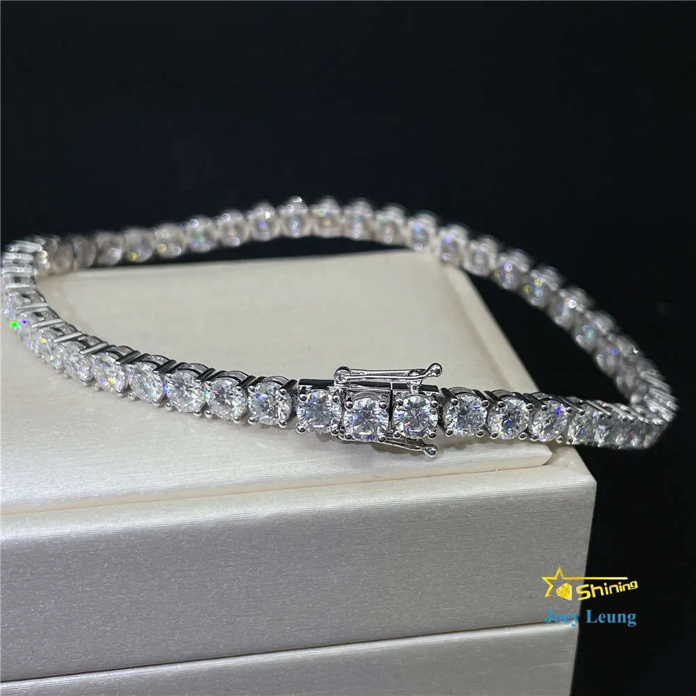 38.4cwt 4mm VVS Moisanite Lab Diamond Hip Hop Jewelry Bling Iced Out 18k Solid Gold Tennis Bracelets