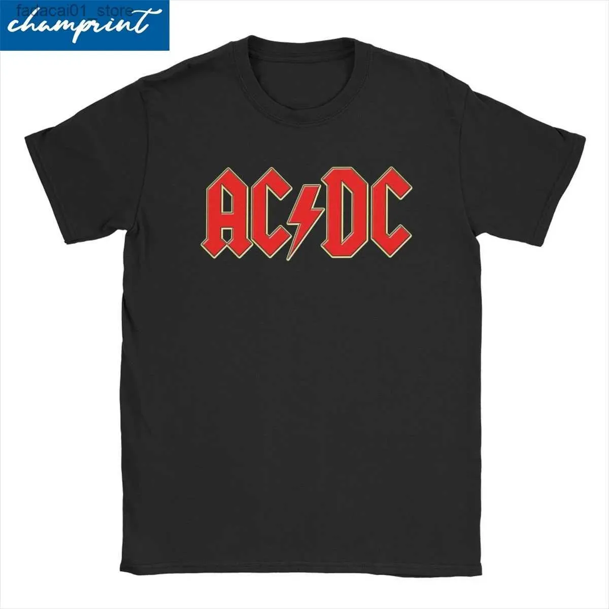 Men's T-Shirts Womens AC DC Heavy Duty T-shirt Metal Rock Music 100% Cotton Top Vintage Short Sleeve Round Neck Large T-shirtQ240426