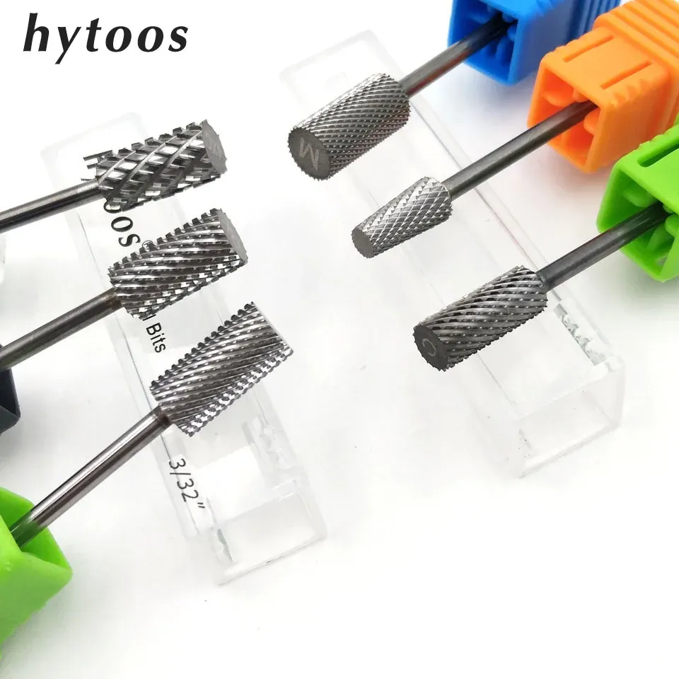 Bits HYTOOS Tungsten Carbide Barrel Nail Drill Bit 3/32" High Quality Rotary Milling Cutter Manicure Bits Drill Accessories Nail Tool