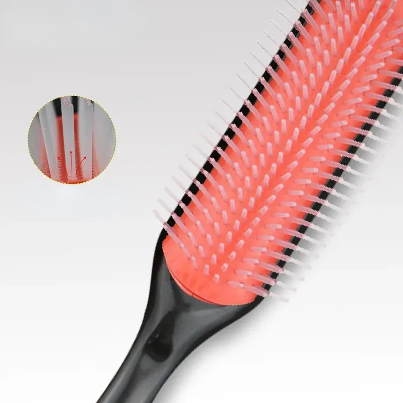 Peigne de cheveux 9 rangées démêlant les cheveux brosses de cheveux classiques de rat de rat peigne de cheveux coiffure raide curly humide cheveux du cuir chevelu massage brosse