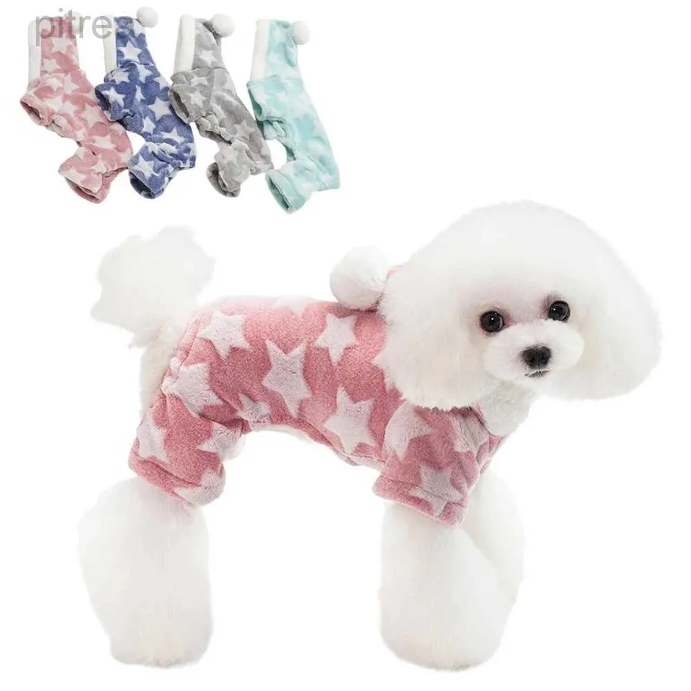 Dog Apparel Autumn Winter Dog Jumpsuits for Small Medium Dog Cat Star Print Kawaii Clothes Chihuahua Yorkie Pajamas Pet Onesie Puppy Clothes d240426