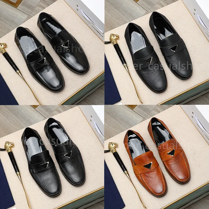 Men Dress Shoes Designers Loafers Luxe echt leer bruin zwarte heren Casual designer schoenen slip kantoor trouwschoen 38-45