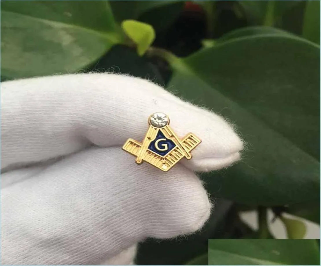 Pins Brooches 100Pcs 11Mm Small Brooches Masonry Masonic Masons Enamel Pin Lapel Pins Custom Badge Square And Compass G With Rhine9239811