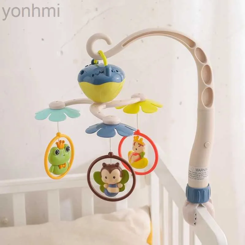 Mobiler# Baby Crib Mobil Animal Bell Bell Rattle Toys kommer med Music Box Rotating Bell Bell Nyfödda hängande leksaker Crib Bracket Baby Gifts D240426