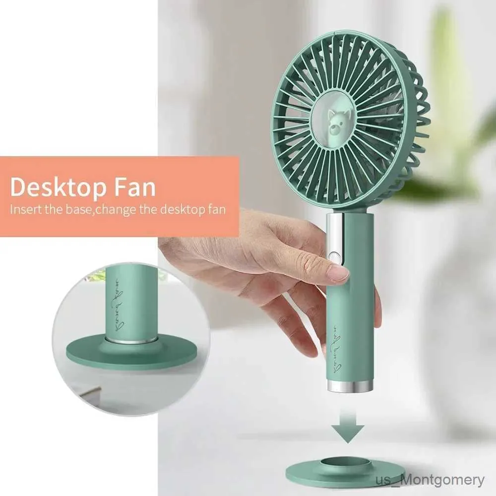 Electric Fans Summer Mini Fan Portable 3 Speed ​​Justerable Fans USB RECHARGABEABEL DESCH Handhållen Luftkonditioneringskylare för utomhus