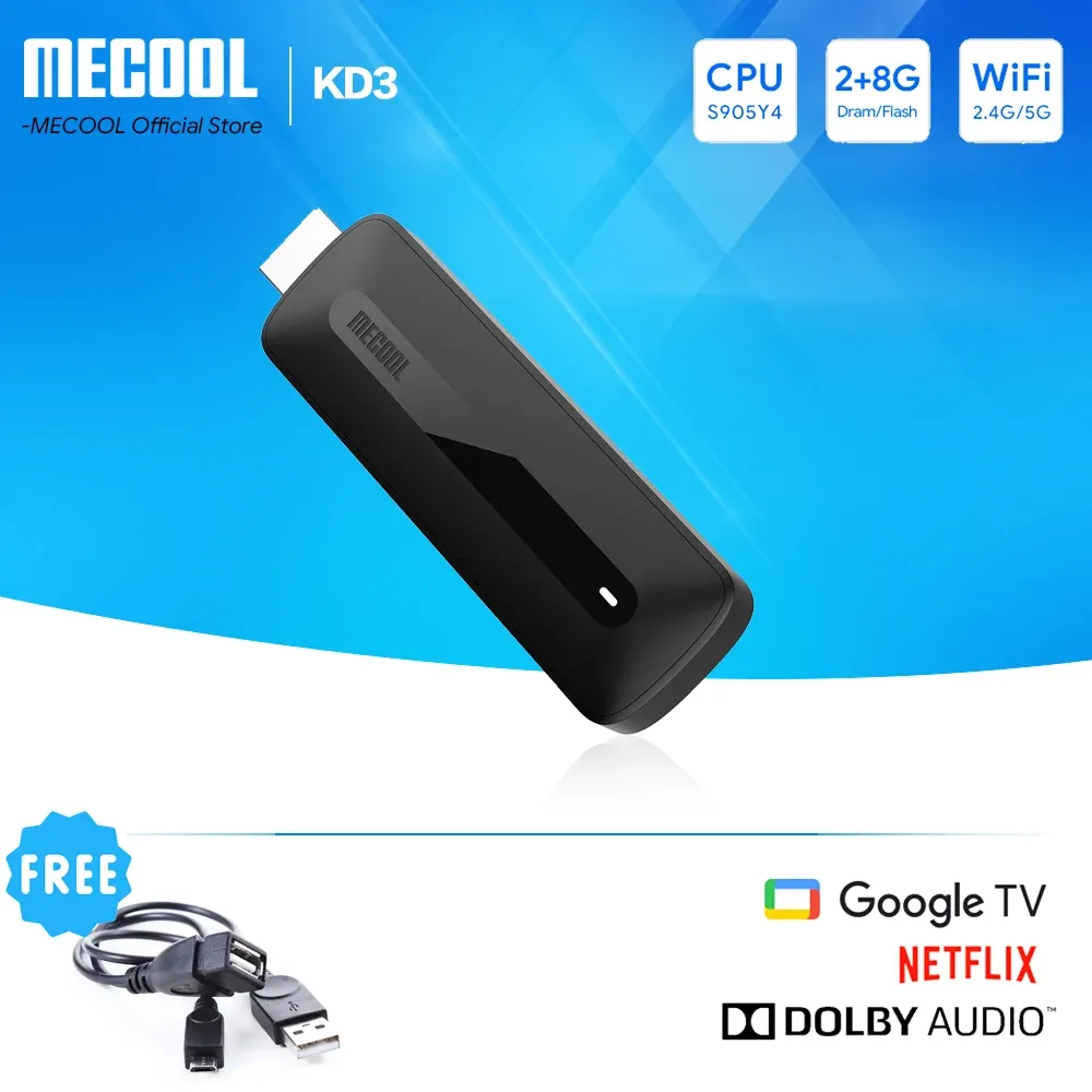 Stick MECOL KD3 Android 11 TV Stick avec Dolby Audio 2 + 8G Google Certified TV Stream Stream Media Receiver Stick Home Media Player