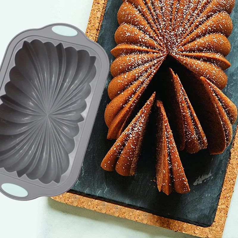 金型Meibum fluted Design Toast Bread Molfs Loaf Pan Pound Cake Tools Food Grade Silicone Bundt Cake Molds Kitchen Bakeware