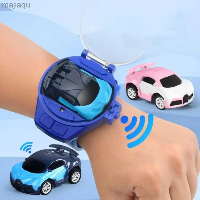 Electric/RC CAR 2.4G Mini Cartoon RC Small Cars Simulation Watch Remote Control Cute Infrared Sensor Model Charging Toy Childrens Giftl2404