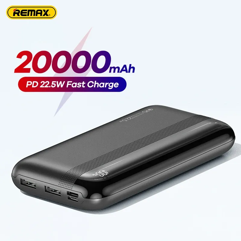 Chargers Remax 22.5 W Power Bank 20000MAH Portable addebiti rapidi PowerBank Typec PD20W Qucik Charge Poverbank Caricatore della batteria esterna