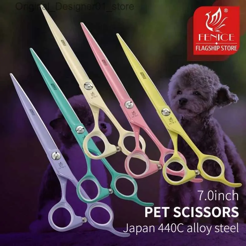 Hair Scissors Fenice Professional 7.0-inch Jp440c Color Pet Cutting Straight Scissors Used for Dog Beauty Scissors Q240426