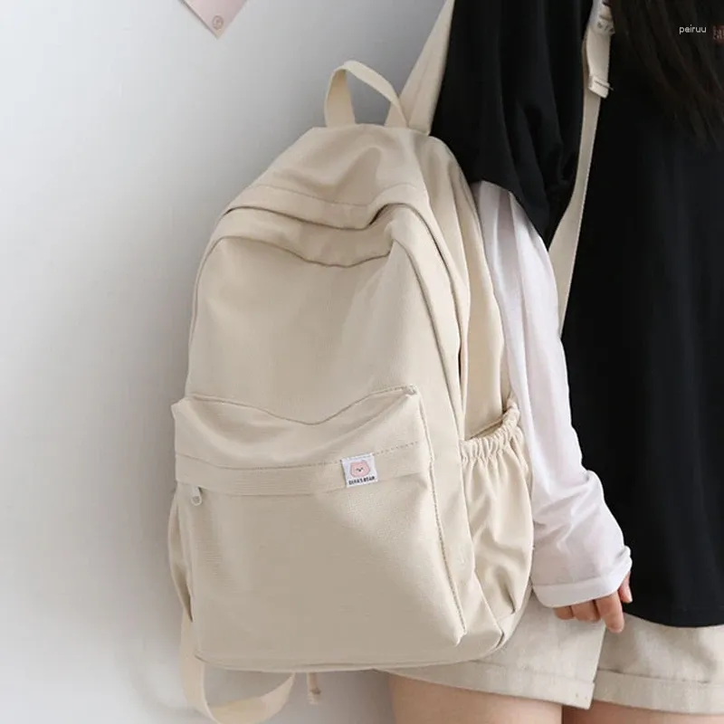 Wodoodporny nylonowy w stylu plecaku Kobiety torebka turystyczna plecak szkolna dla nastoletnich dziewcząt solidny kolor bookbag mochila